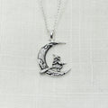 Sterling Silver Witch & Moon Necklace