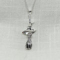 Sterling Silver Witches' Besom Broomstick & Hat Necklace