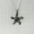 Sterling Silver Witches' Besom Broomstick Amethyst Pentagram Necklace