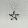 Sterling Silver Witches' Besom Broomstick Pentagram Necklace