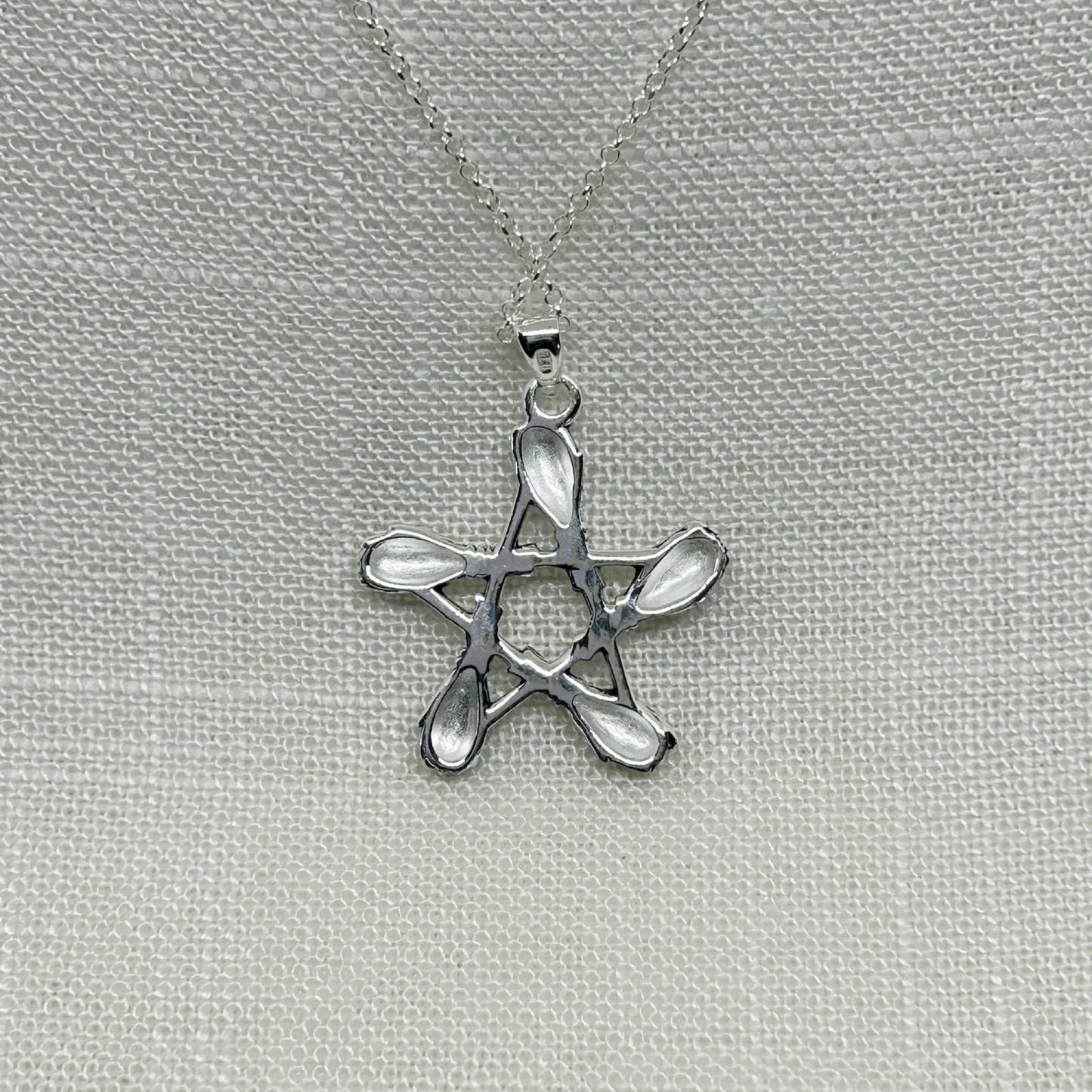 Sterling Silver Witches' Besom Broomstick Pentagram Necklace