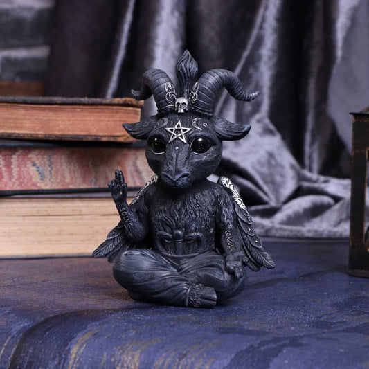 Their triple-horned goat’s head stares directly forwards as their wings stretch out behind them. Cast in high-quality resin and carefully hand-painted this figurine is likely to be the cutest occultist you've ever seen. Alongside the rest of our Cult Cuties, this amalgamation of horror and delight will make the perfect addition to any macabre fanatic's collection. 