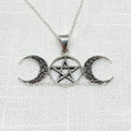 Sterling Silver Celtic Triple Moon Necklace
