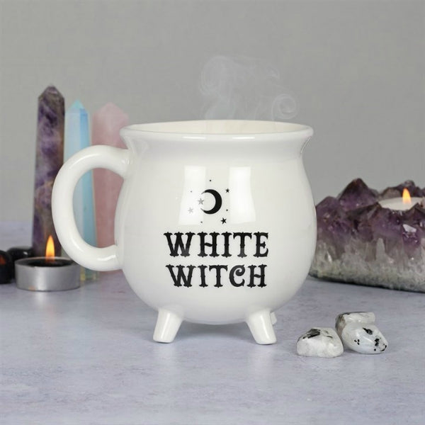This brilliant white mug is designed to look like a cauldron and features the words 'White Witch'. The mug will come in a matching cardboard box. Suitable for microwave or dishwasher use. These mugs are part of the popular Black Magic collection. Holds 400ml liquid