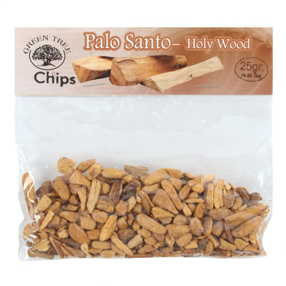 This pack contains 25g of thick Palo Santo wood chips. Palo Santo (Holy Wood) is the Spanish name for the Bursera graveolens tree that is native to Mexico and South America. The tree is widely used for folk medicine and it is claimed that when burned it helps to cleanse bad energies and bring good luck. The unique essential oil composition of the tree gives a lovely scent when burnt. Sustainably sourced