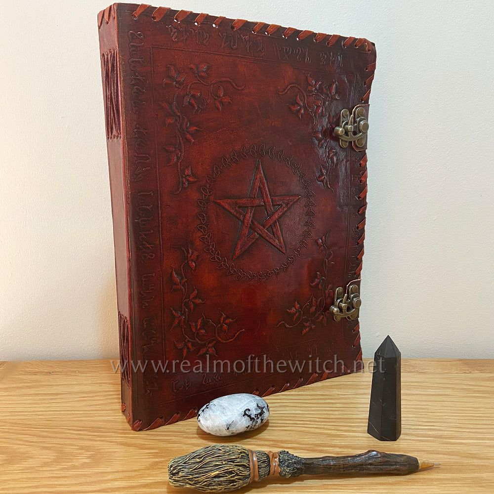 Leather Embossed Book of Shadows or Grimoire Large