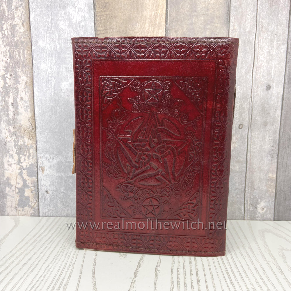 Leather Embossed Book of Shadows or Grimoire with Pentagram