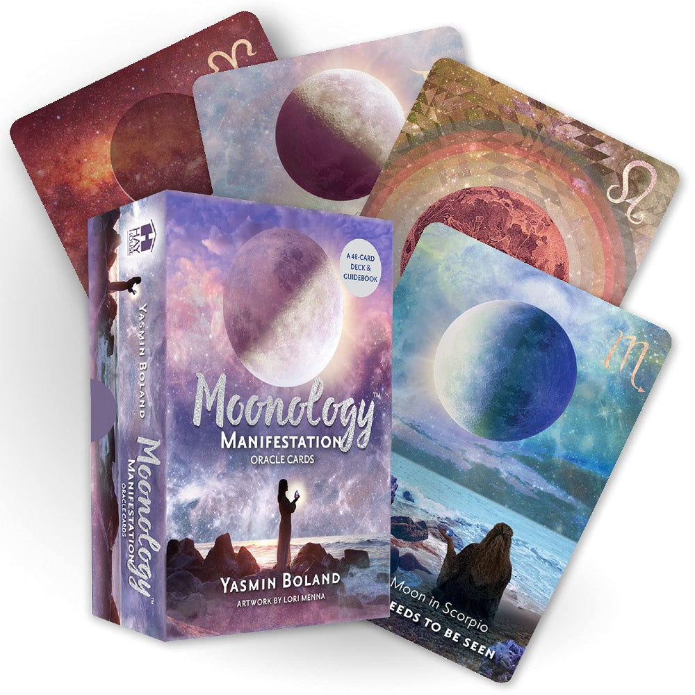 The Moonology Manifestation Oracle homes in on four phases of the Moon to provide direct, actionable guidance to help you boost your manifestation. Within each phase, the deck explores the unique power of the Moon as She moves through the signs of the zodiac, and the amazing ways these energies can influence the emotions and experiences of your daily life. Look to the Moon for support and you will discover how to access the inner power you've had all along. Pack Includes: 48 Cards and 135 Page Guidebook