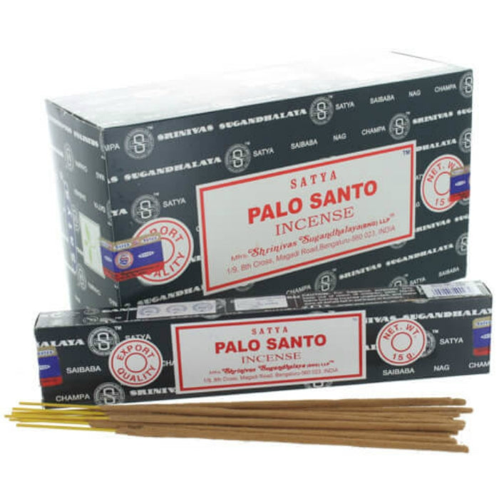 Satya Palo Santo incense sticks. Satya incense is made using the highest quality ingredients and each stick is hand rolled in India using artisanal methods passed down from generation to generation. Approx 12 sticks per pack. Burn time 45 minutes each stick.