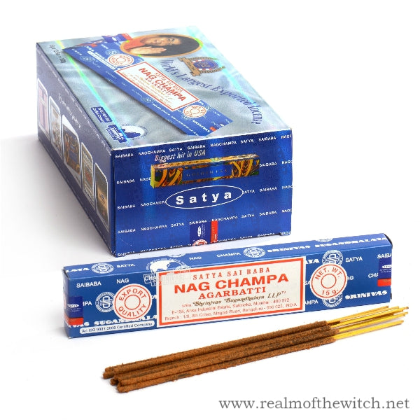 All time favourite since the 1960’s, Nag Champa is the best selling incense because of its wonderful sweet and musky aroma. The fragrance is created from a base of sandalwood to which is added a variety of oils. Choose from 1 Pack or a box of 12 in the drop down menu.  Approx 12 sticks per pack. Burn time 45 minutes each stick.