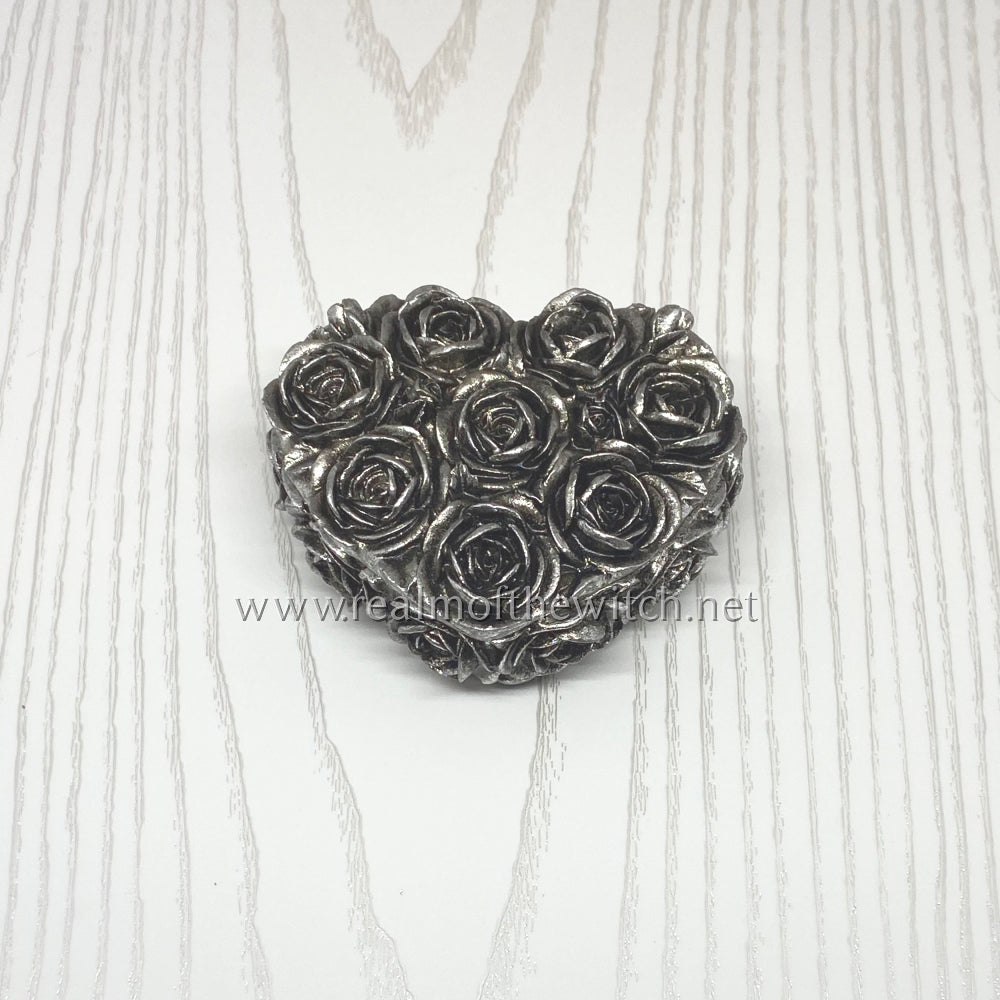 Silver Rose Heart Shaped Trinket Box by Alchemy
