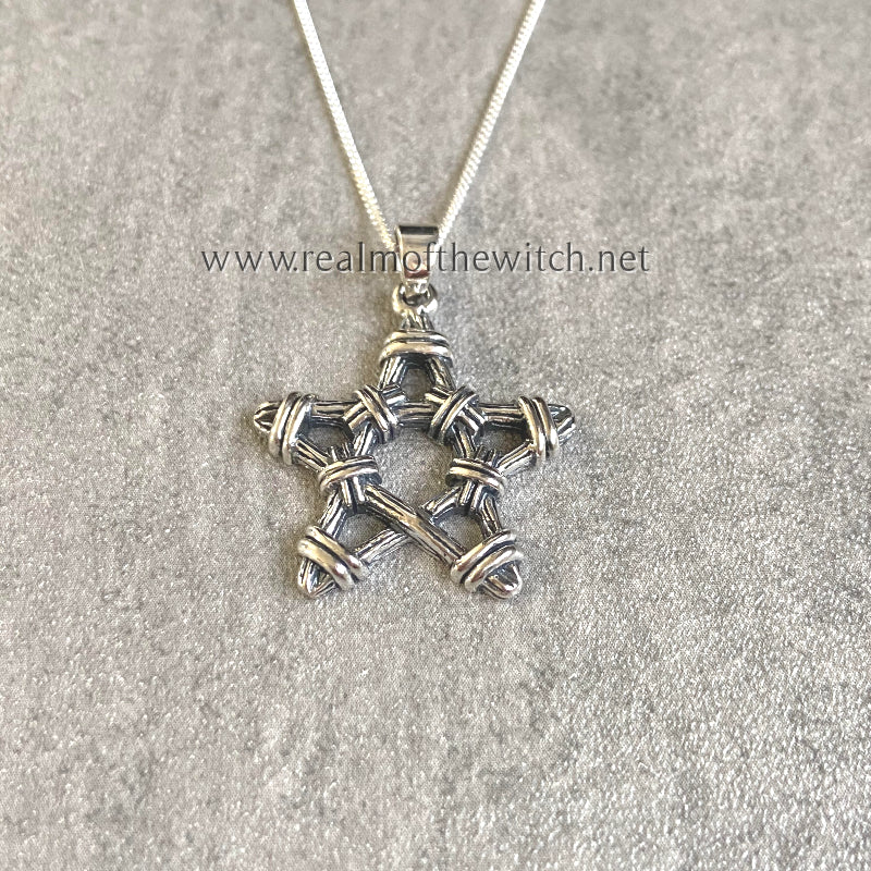 Sterling Silver Twig Pentagram Necklace