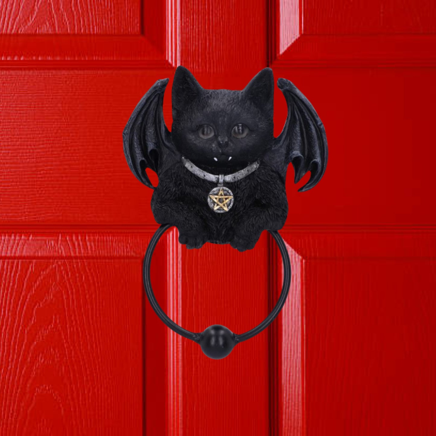 Vampuss Black Bat Cat Door Knocker