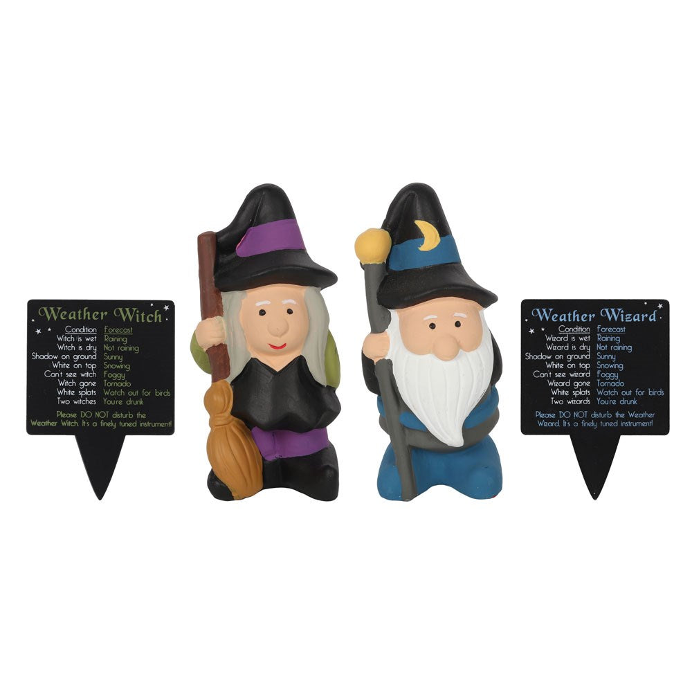 Weather Forecasting Witch and Wizard Gnomes Set of 2