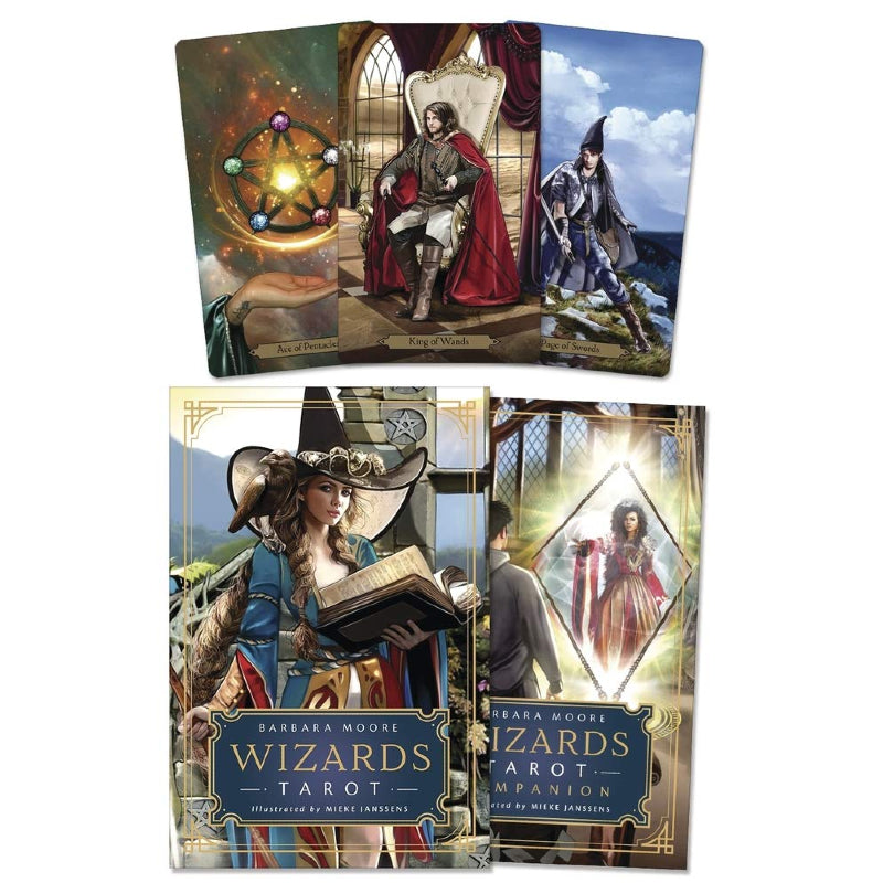 Magic users of many paths will love this breath taking deck filled with adepts, spellcasters, boundless power, and deep mysteries. Each card comes to life in vibrant splashes of colour and explosive displays of incredible magic. These wizards will delight you with every flip of the cards. So raise your sword, wave your wand, tip your cup, and draw your pentacle with this irresistible, Rider-Waite-Smith–based deck and full-colour guidebook.