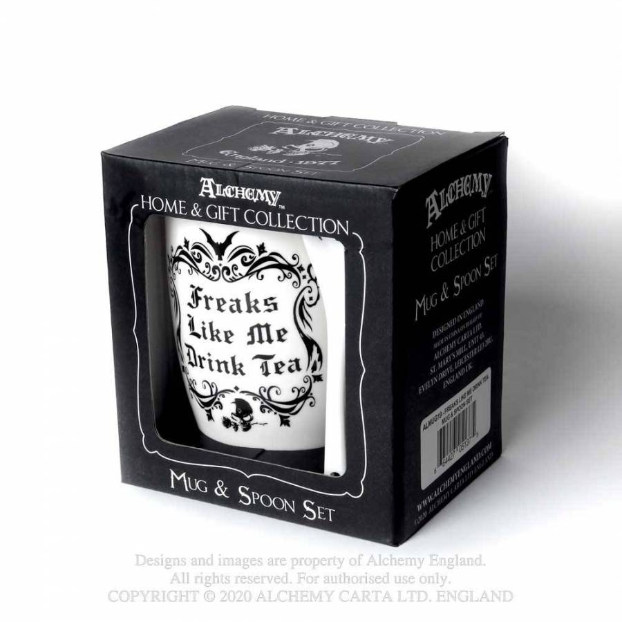 Mug and Spoon Set 'Freaks Like Me Drink Tea' by Alchemy