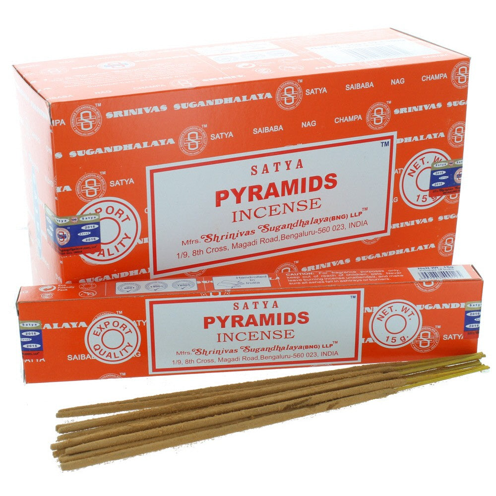 A beautiful and mystical incense, invoking the spiritual and ancient pyramids of Egypt with its sweet scent. Pyramids is one of the many Satya incense scents we stock. Ever popular and fantastic quality makes these a winner. 