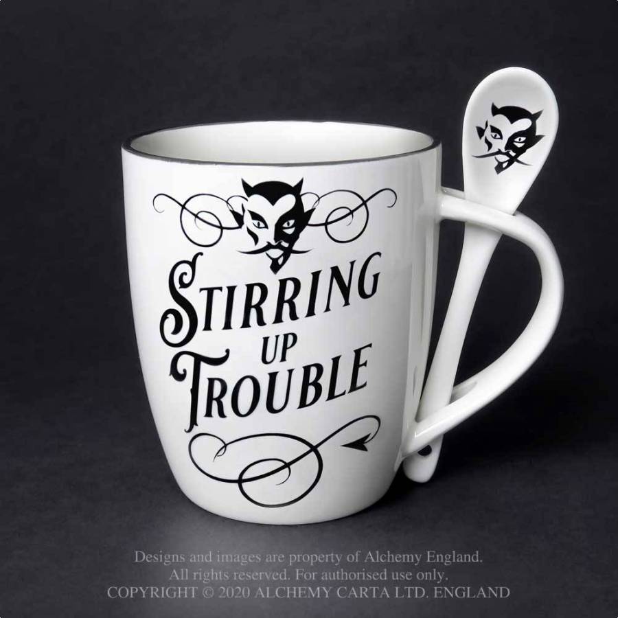 A cheeky mug and spoon set for those who have a little 'devilish shenanigans' in them! Perfect for that tea or coffee loving friend! Or maybe a little treat just for you, it will truly serve you a fiendishly good brew! This extraordinary mug and spoon set forms part of the exciting Home & Gift Collection by Alchemy.